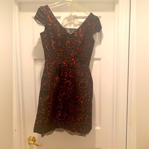Nanette Lepore Red/black Lace dress Size 4 - Picture 2 of 7